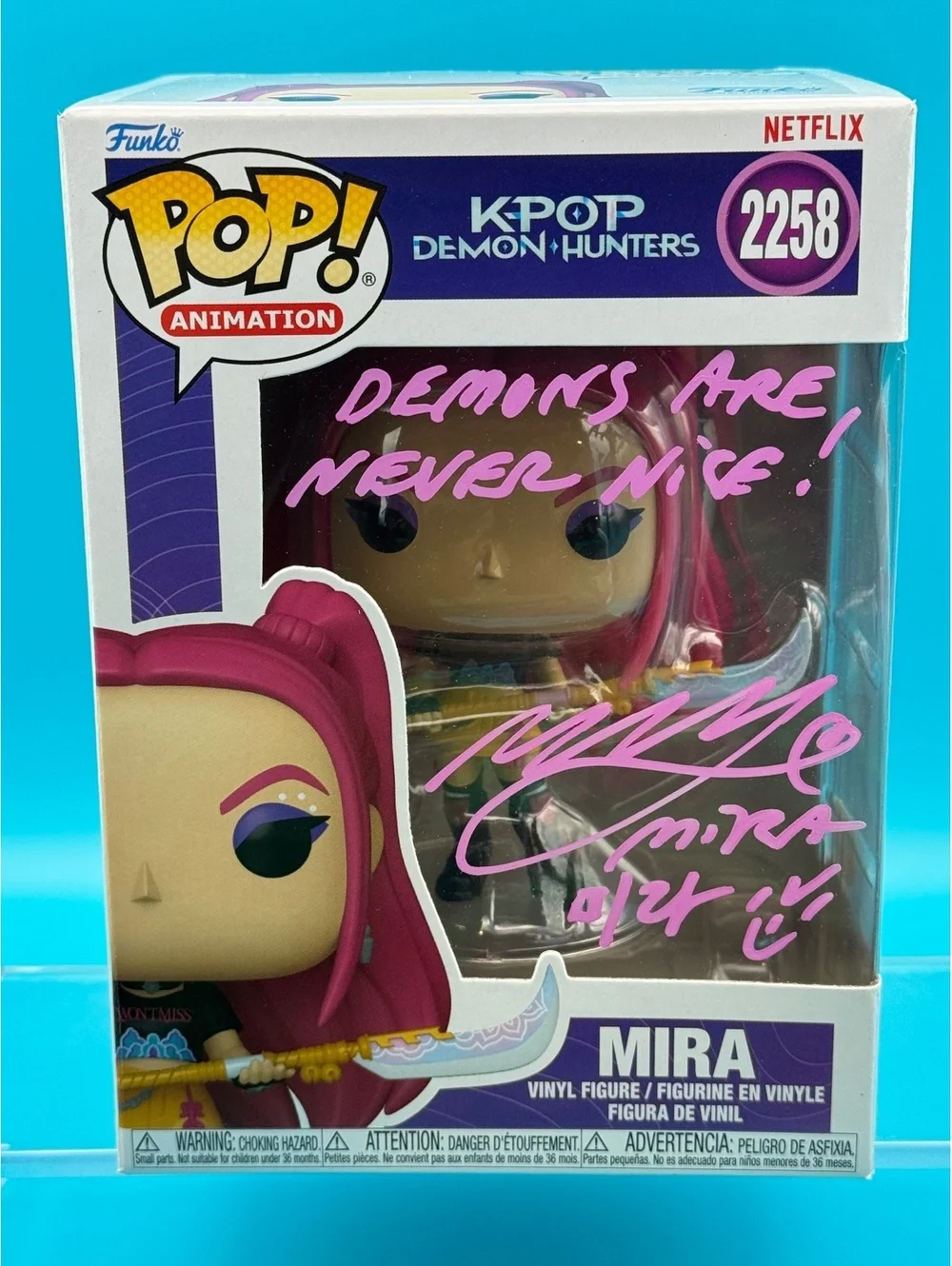 May Hong signed and quoted Kpop demon hunter Funko pop 2258 with JSA COA